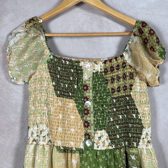 Her Destiny Bohemian Floral Print Maxi Dress Tiered Cottagecore Milkmaid Small - Picture 3 of 14